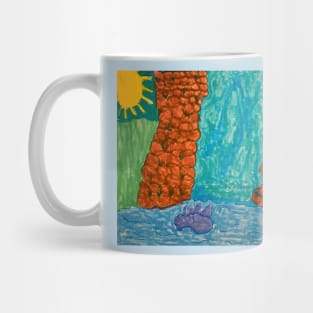 Waterfall with Sun, Tree, Flowers and Rocks Mug